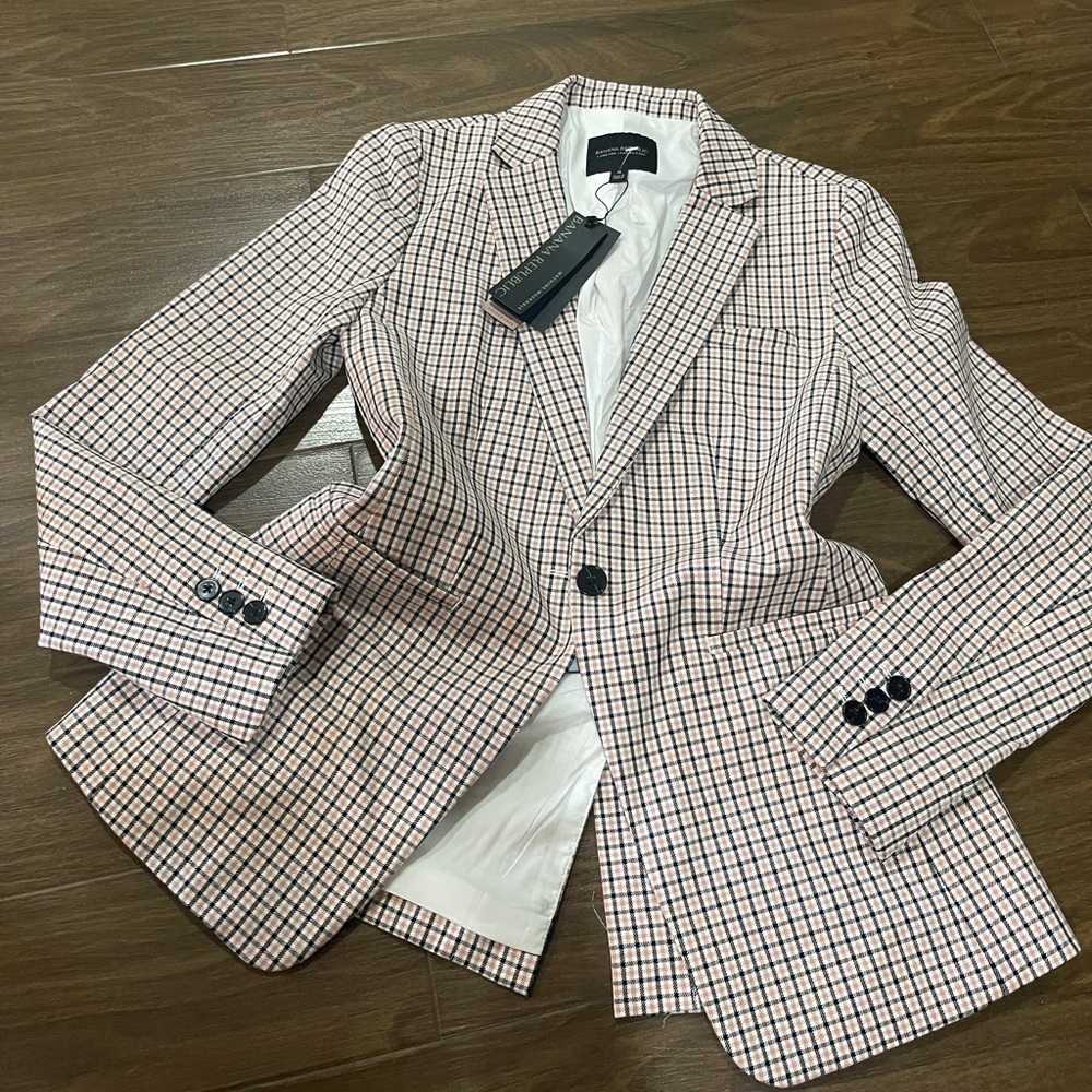 Banana Republic Checkered Blazer - Black and White